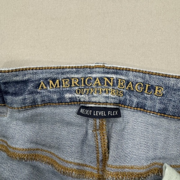 American Eagle Jeans Mens 30x34 Blue Skinny Next Level Flex Denim Distressed - Picture 6 of 9